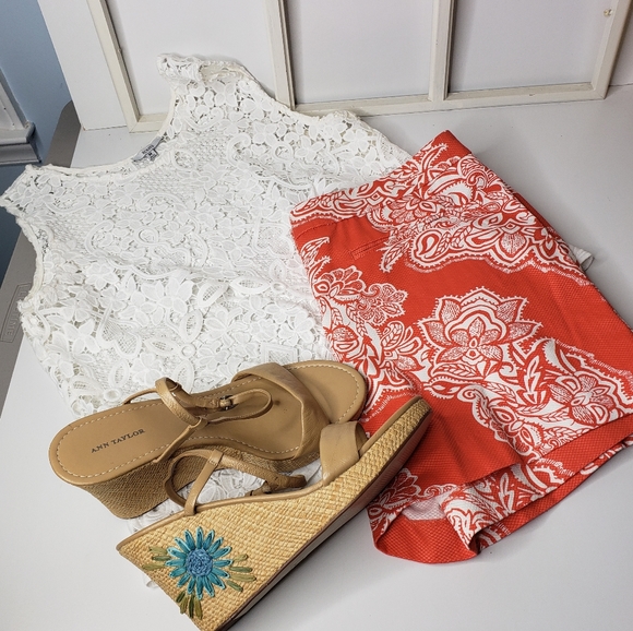 Willi Smith Cotton Pique Abstract Floral Coastal Spring Summer Botanical Shorts - Picture 12 of 14